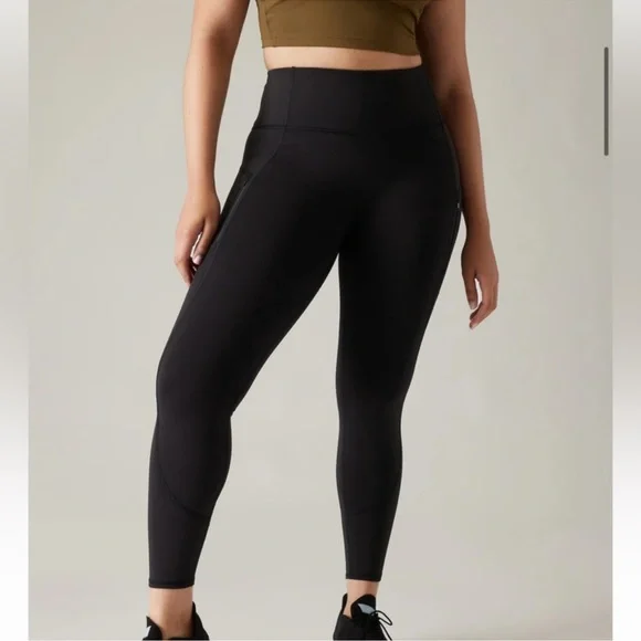 NWOT Athleta Rainier Tights Fleece Lined Black (Large) - Picture 8 of 12